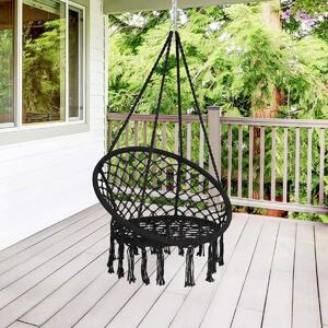 Costway Hammock Swing Chair with Metal Rings (Stand not Included)-Black