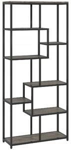 HOMCOM Seven-Tier Geometric Bookcase - Grey/Black