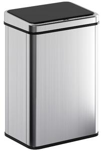 HOMCOM 40L Sensor Bin with Quiet Soft-Close Lid, Automatic Touchless Motion Sensor Kitchen Bin with Fingerprint Resistant Stainless Steel for Hygienic Gyms, Home Office Use, Silver Tone