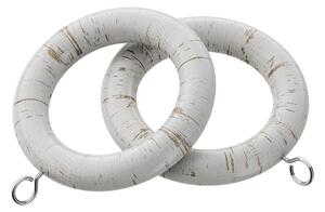 28mm Wooden Rings 6 Pack of Rings Scratched White
