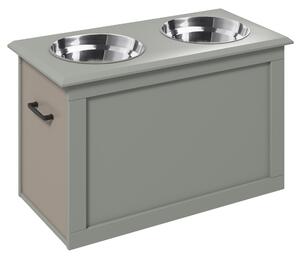 PawHut Elevated Dog Bowls, Pet Feeding Station with Storage, Dual Stainless Steel Bowls, for Large Dogs, Grey Aosom UK