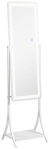 HOMCOM Full Length Dressing Mirror with LED Lights, Adjustable Colour Temperature, Storage Shelf, Ideal for Outfit Checks Aosom UK