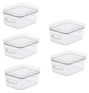 Compact Storage Tub Small with lids 1.5L Set of 5, Clear