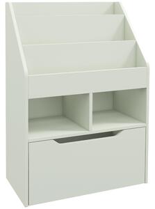 HOMCOM Kids Bookshelf, Toy Organiser, with Storage Drawer, Wheels - Green
