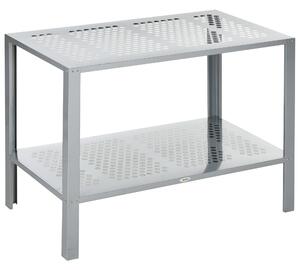 Outsunny 2-Tier Plant Stand, Corner Plant Shelf for Outdoor and Indoor Storage Organizer, Freestanding Flower Rack w/Steel Frame, Silver Aosom UK