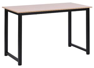 HOMCOM Computer Desk, PC Writing Table, Home Office Workstation, Adjustable Feet, Metal Frame, Oak Black Aosom UK