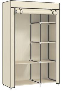 HOMCOM Fabric Wardrobe, Portable Wardrobe with 6 Shelves, 1 Hanging Rail, Foldable Closets, 103 x 43 x 162.5 cm, Cream White