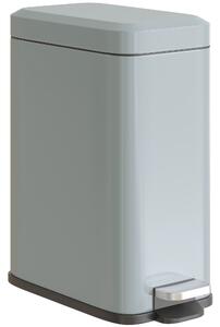 HOMCOM 5L Rectangular Compact Bin, Steel Construction, Removable Bucket, Quiet-Close Lid, Pedal Operation, Grey Aosom UK
