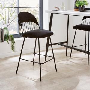 Marcela Velvet Bar Stool, Black