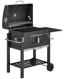 Outsunny Charcoal Grill, with Height-Adjustable Coal Pan - Black