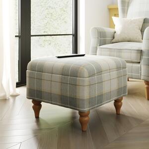 Oswald Check Footstool, Natural Grey