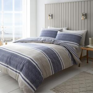 Catherine Lansfield Textured Banded Stripe Reversible Duvet Cover & Pillowcase Set