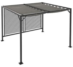 Outsunny 3 x 2.8m Metal Pergola, with Retractable Fabric Roof - Grey