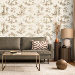 Safari Toile Mettalic Wallpaper