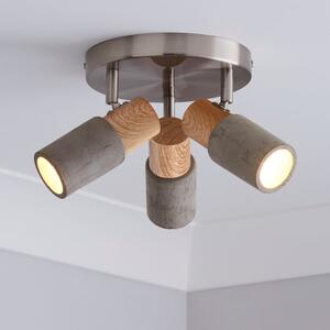 Inka Concrete Wood Effect 3 Light Semi Flush Spotlight