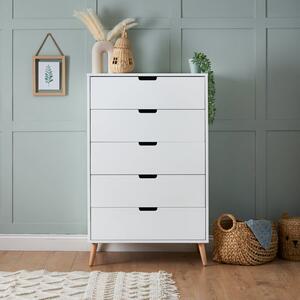 Obaby Maya Tall 5 Drawer Chest, White