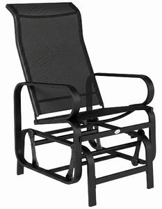 Outsunny Outdoor Gliding Rocking Chair with Sturdy Metal Frame Garden Comfortable Swing Chair for Patio, Backyard and Poolside, Black