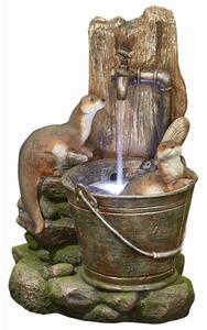 Easy Fountain Distinctive Playful Otters Water Fountain with LEDs