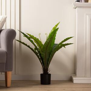 Artificial Birds Nest Fern in Black Plant Pot