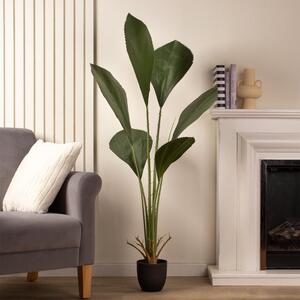 Artificial Ruffled Fan Leaf Palm Tree in Black Plant Pot