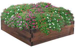 Outsunny Raised Garden Bed Wooden Planter Box for Outdoor Patio Plant Flower Vegetable Growing, 80L x 80W x 22.5H cm