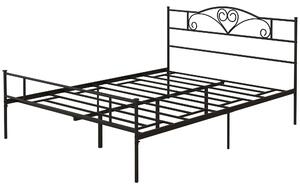 HOMCOM King Size Bed Frame, 5ft4 Metal Bed Base with Headboard and Footboard, 31cm Underneath Storage Space for Bedroom