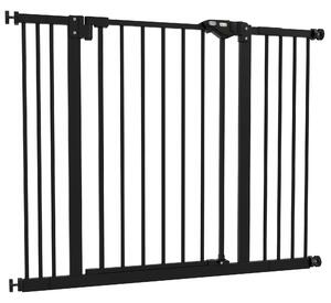 PawHut Adjustable Metal Dog Gate, Safety Barrier 74-100cm Width, Easy Install, Black