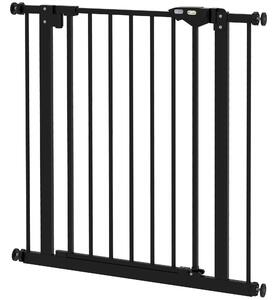 PawHut Metal 74-80cm Wide Adjustable Dog Gate Black