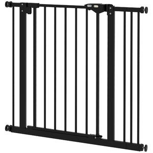 PawHut Adjustable Safety Dog Gate, Metal Pet Barrier for Doorways and Stairs, 74-87cm Wide, Black