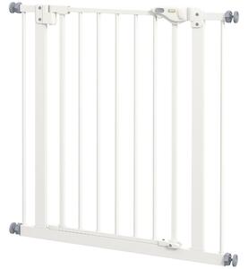 PawHut Adjustable Pet Gate: Metal Safety Barrier for Dogs, 74-80cm Width, Easy Installation, White