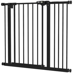 PawHut Adjustable Metal Dog Gate, Safety Barrier for Pets, 74-94cm Width, Pressure Mount, Black