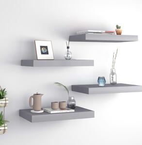 Floating Wall Shelves 4 pcs Grey 40x23x3.8 cm MDF