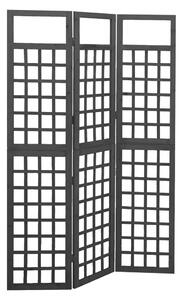 3-Panel Room Divider/Trellis Solid Fir Wood Black 121x180 cm