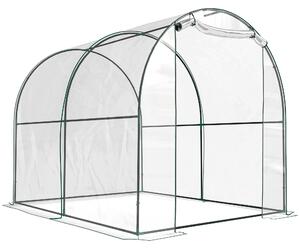 Outsunny Walk-in Polytunnel Greenhouse with Roll-up Door Transparent Tunnel Greenhouse with Steel Frame and PVC Cover, 2.5 x 2m Aosom UK