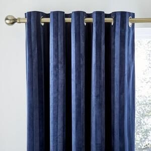 Hotel Velour Stripe Blackout Eyelet Curtains