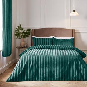 Hotel Velour Stripe Duvet Cover & Pillowcase Set