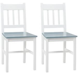 HOMCOM Dining Chairs Set of 2, Kitchen Chair with Slat Back, Pine Wood Structure for Living Room and Dining Room, White