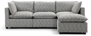 Hampton 3 Seater Boucle Chaise Sofa, Grey or Natural Fabric | Roseland