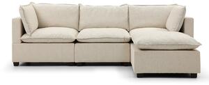 Hampton 3 Seater Boucle Chaise Sofa, Grey or Natural Fabric | Roseland