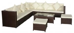 Choctaw Rattan Garden Lounger Set With Cushions In Cream Brown