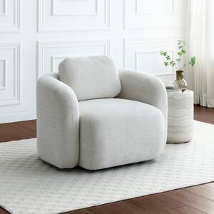 Max Natural Soft Chenille Curved Swivel Accent Chair Natural