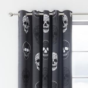 Catherine Lansfield Reversible Skulls Eyelet Curtains