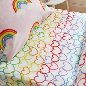 Catherine Lansfield Rainbow Hearts Cosy Fleece Fitted Sheet