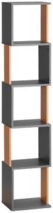 HOMCOM Modern 5-Tier Bookshelf, Freestanding Bookcase Storage Shelving for Living Room Home Office Study, Dark Grey