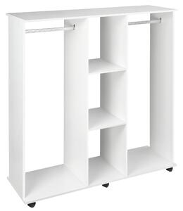 HOMCOM Double Mobile Open Wardrobe With Clothes Hanging Rails Storage Shelves Organizer Bedroom Furniture - White