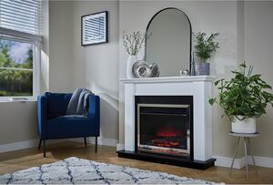 Suncrest Antigua Electric Fire Suite with Smart Remote & Flat to Wall Fitting - White, Graphite & Chrome