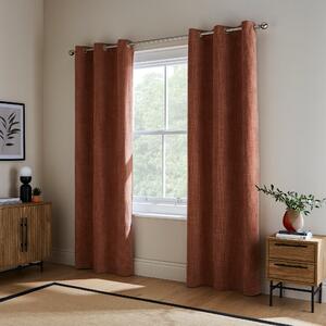 Chenille Striped Corduroy Thermal Eyelet Curtain Soft Clay