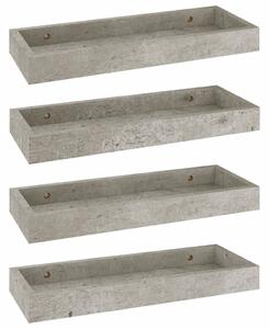 Loggia Wall Shelves 4 pcs Concrete Grey 40x15x4 cm MDF