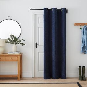 Padded Corduroy Eyelet Curtain Navy