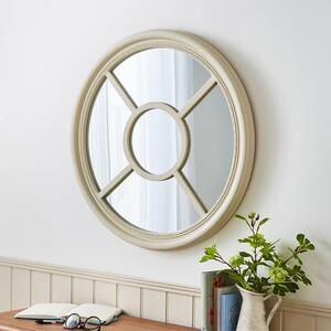 Sandstone Washed Window Round Wall Mirror